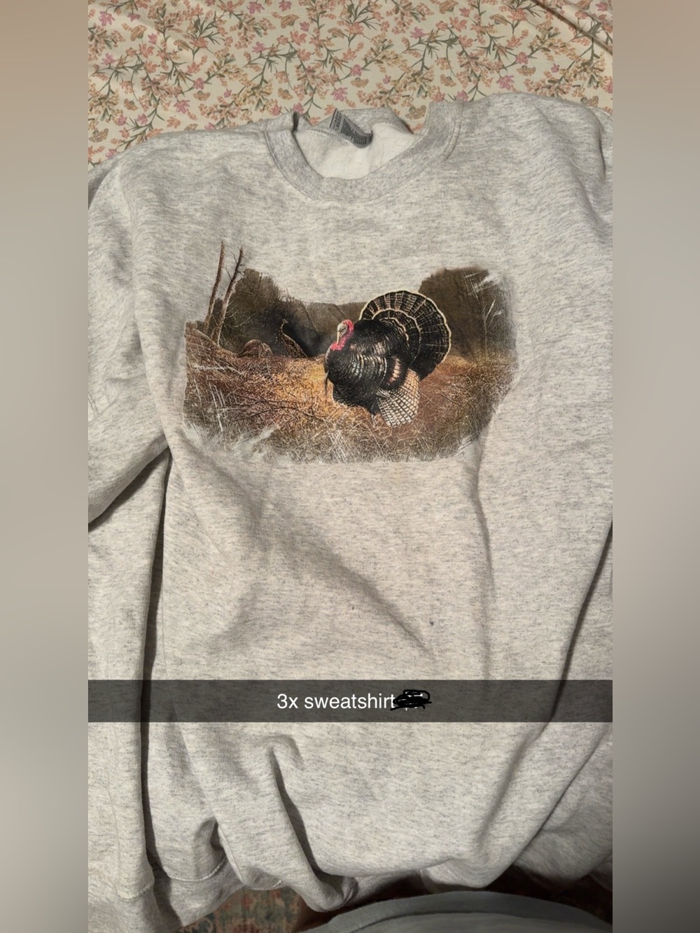 Gildan Gray Crewneck Sweatshirt with Turkey Graphic